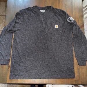 Carhartt Men's Loose Fit Heavyweight Long-Sleeve Pocket Henley Gray T-Shirt XL